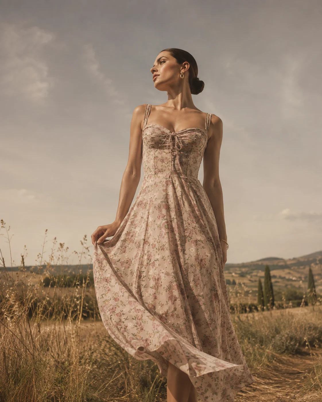 Mujer vistiendo un outfit elegante inspirado en moda femenina moderna